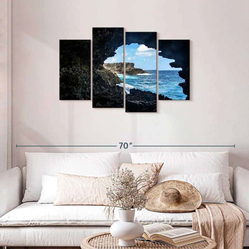 Gillard, Barbade, bord de mer, grotte, H 27 po x l 43 po