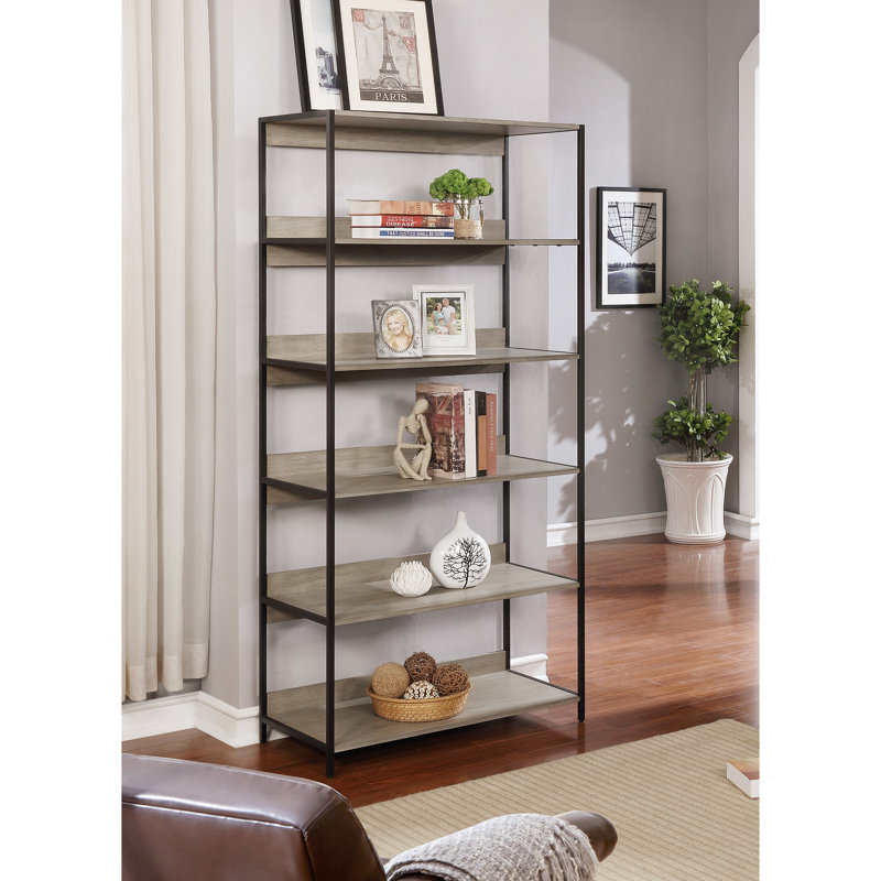 Étagère à livres en acier H 72 "x l 33" Melanie, Gris sableux