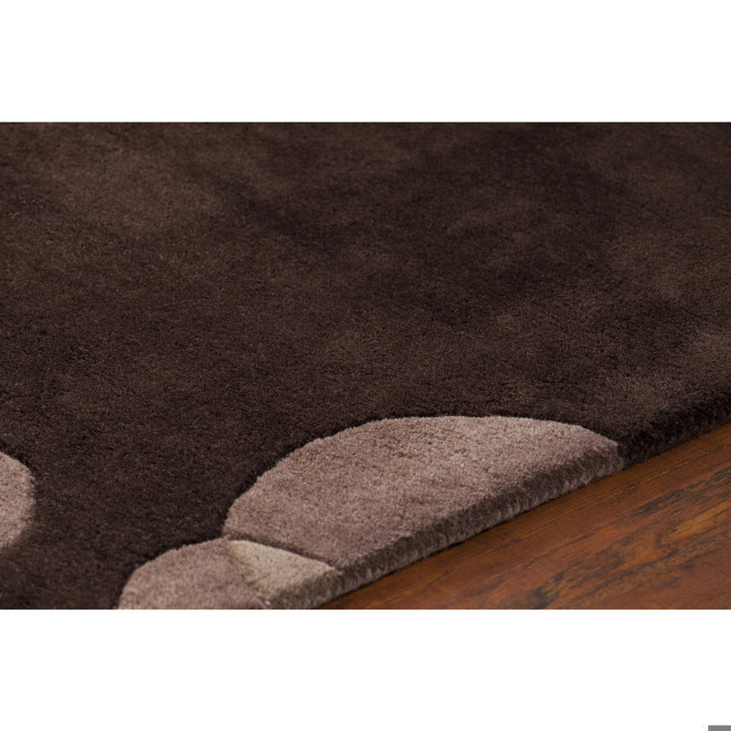 Tapis à petits cercles géométriques en laine touffeté à la main brun, bleu, gris, sarcelle et brun clair Samual Authentic