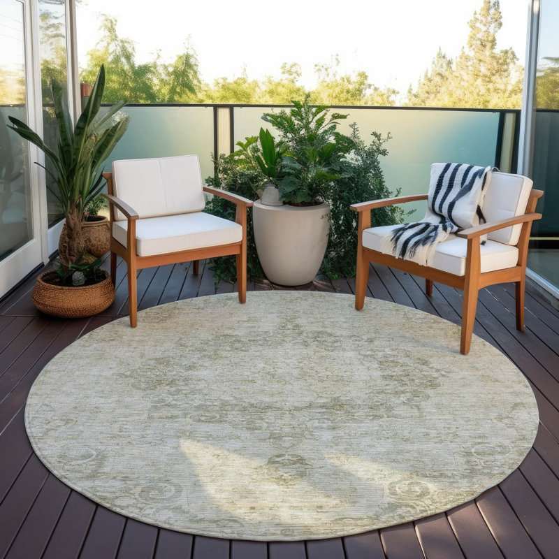 Tapis sauge intérieur / extérieur lavable à la machine Claudian ACN1238, Rond 8 pi