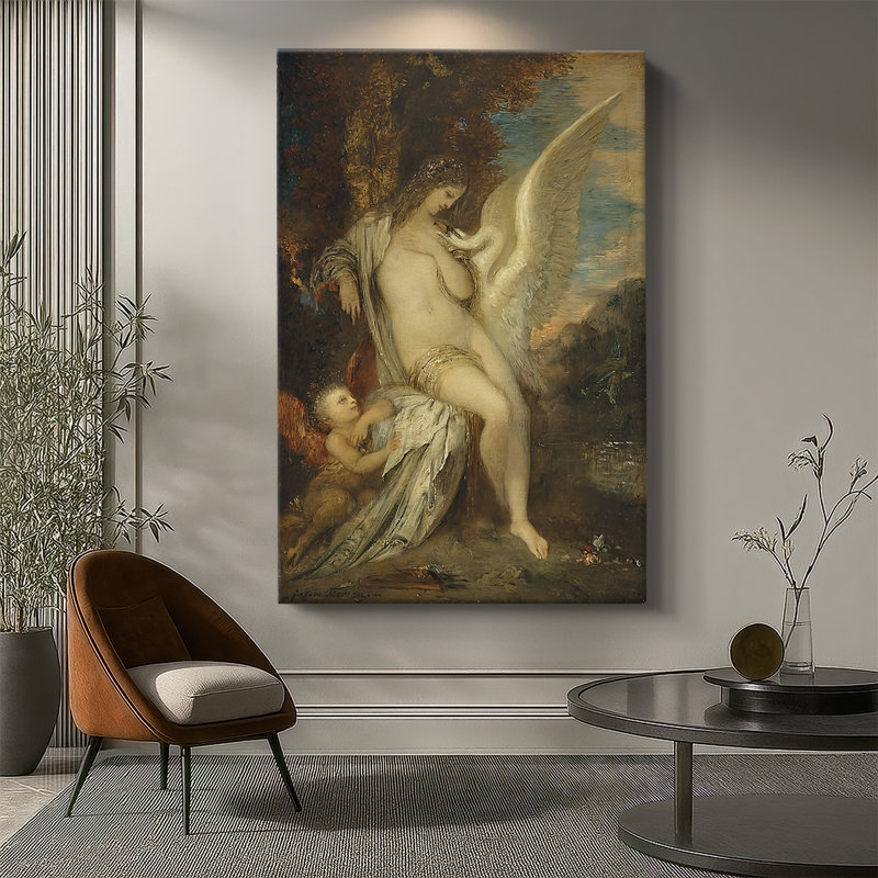 Leda avec le cygne - toile tendue par Gustave Moreau, 32 x 48