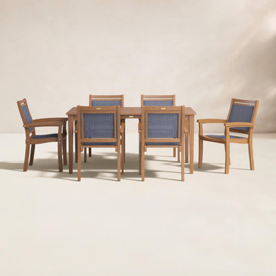 Fleur 64'' Rectangular 6 - Person Outdoor Dining Set