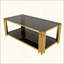 Table basse Modern Mirror, rectangulaire, métal asymétrique, finition dorée et tablette inférieure-107126244