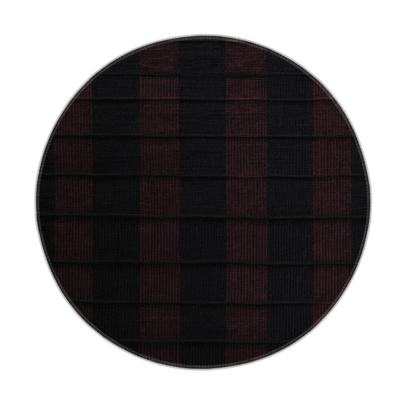 Tapis intérieur / extérieur noir à carreaux, Rond 5 pi