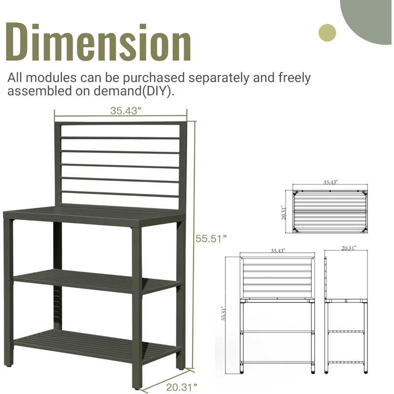 Îlot de cuisine extérieur avec rangement, îlot de cuisine en aluminium avec support de rangement double, centre de bar autoportant avec housse de protection intérieur extérieur