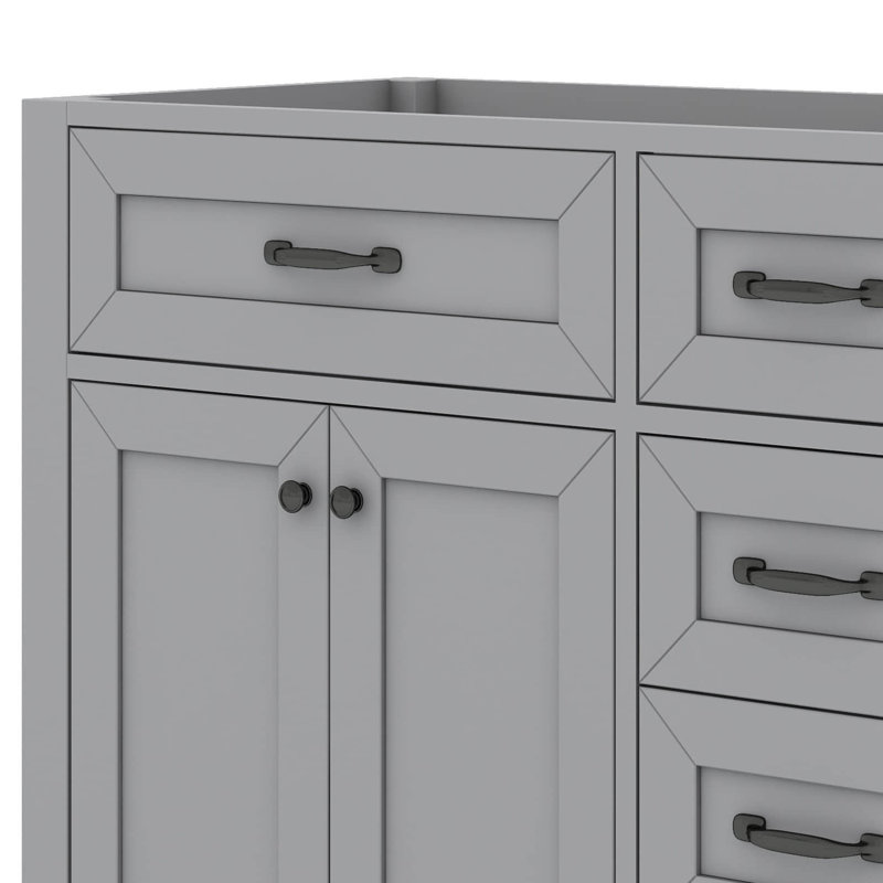 Meuble-lavabo simple 36 po avec tiroirs pratiques, Gris, Noir