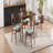 5-Piece Mid-Century Modern Dining Set: Rubberwood Frame Table & 4 Upholstered Chairs, Walnut + Mint