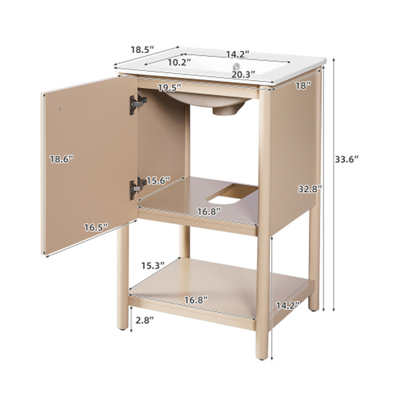 20" Single Bathroom Vanity with Ceramic Top
