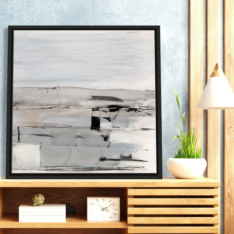 «Faraway Field» par Susan Jill - Peinture, L 39,5 po x H 39,5 po, Cadre noir