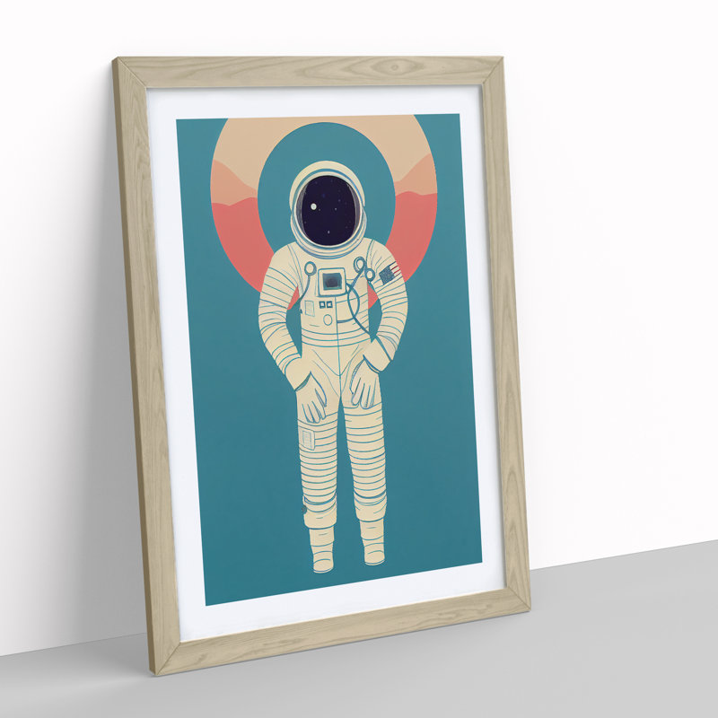 Astronaut Pop Art No.6 - Single Picture Frame Print, 34cm H x 25cm W x 2cm D, Oak Framed