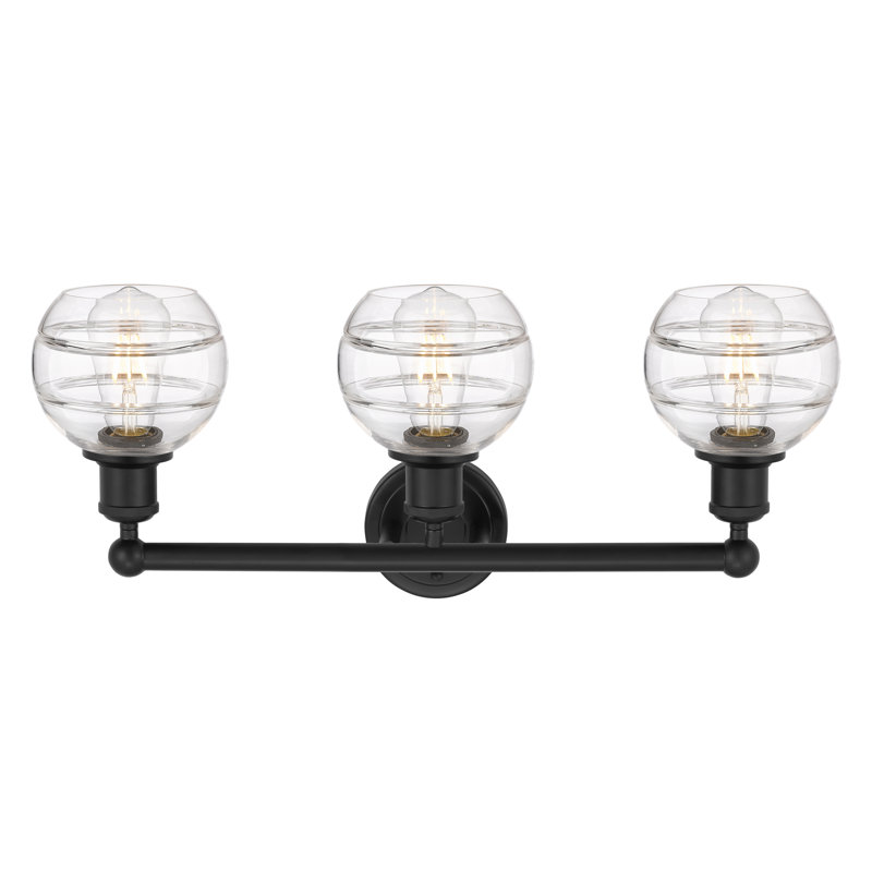 Éclairage pour meuble-lavabo 3 lumières Natick, Transparent, Noir mat