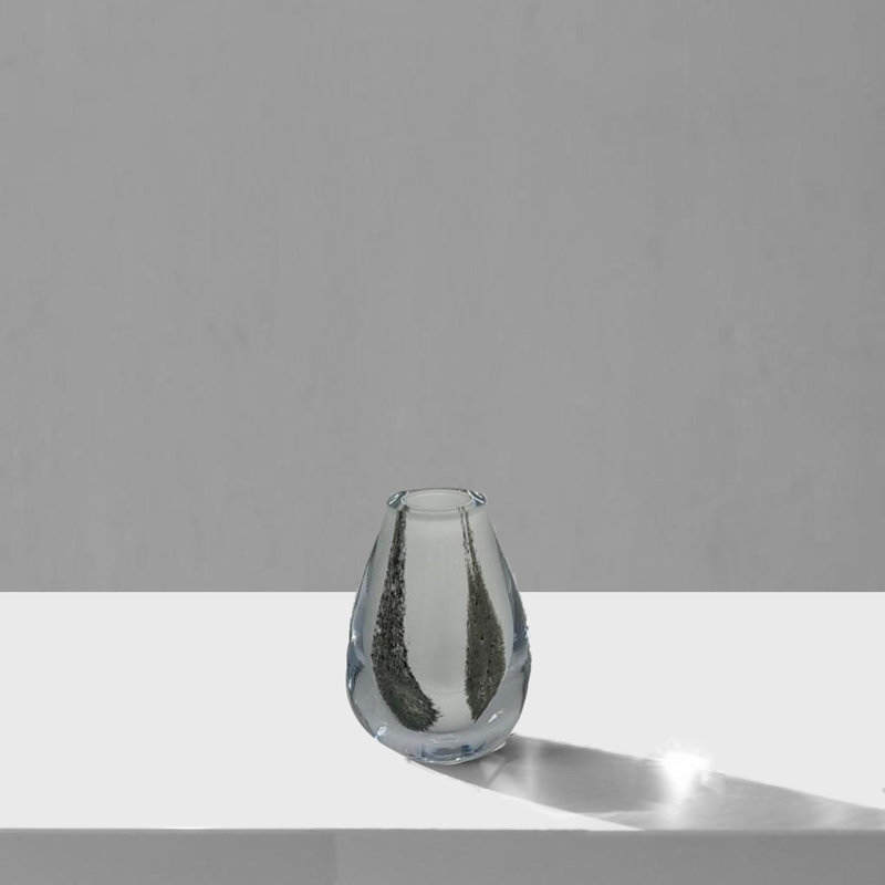 Daniyar Glass Table Vase, 6.5" H x 4.75" W x 2.25" D, Silver
