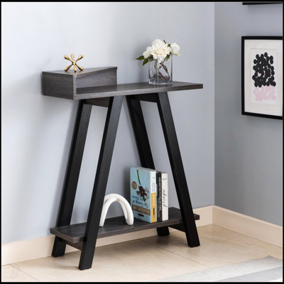 Console contemporaine à deux tons avec plateau spacieux et rangement supplémentaire, parfaite pour la présentation et l'organisation dans les maisons modernes.