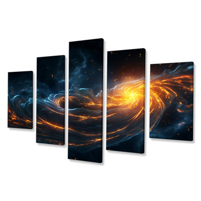 Blue And Orange Cosmic Nebula II - Planets Multipanel Wall Art Set
