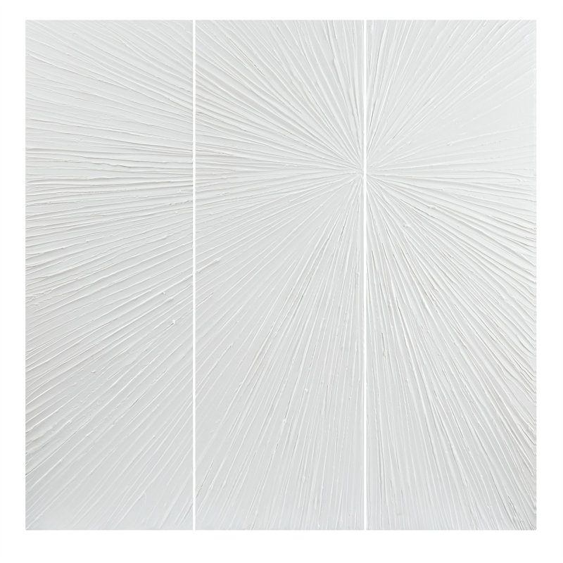 White Sunburst Hand Painted Triptych Resin Wall Art Set