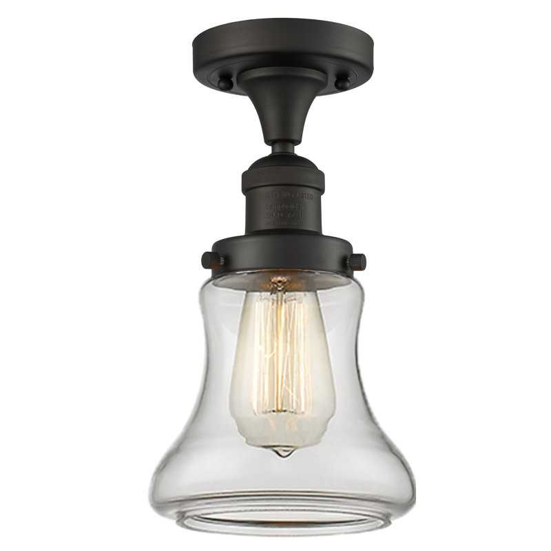Plafonnier semi-encastré à 1 lumière Edda, Transparent, Ampoule DEL 6 watts Vinage, Bronze huilé