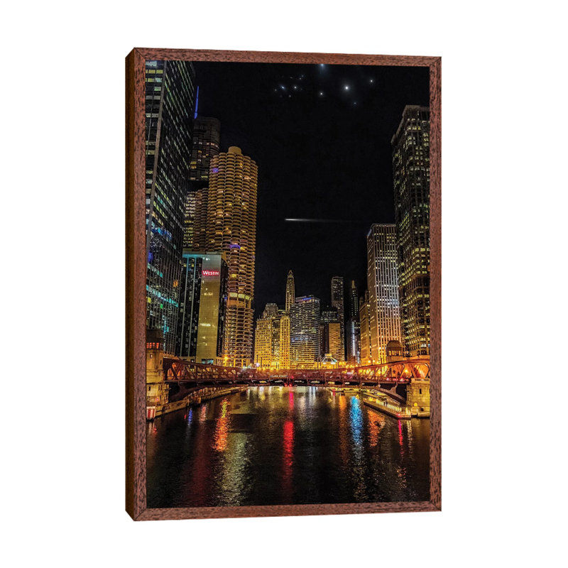 Canal Street Bridge 1 Piece Wall Art on Canvas, 66.04 cm H x 45.72 cm W, Classic Brown Wood Framed