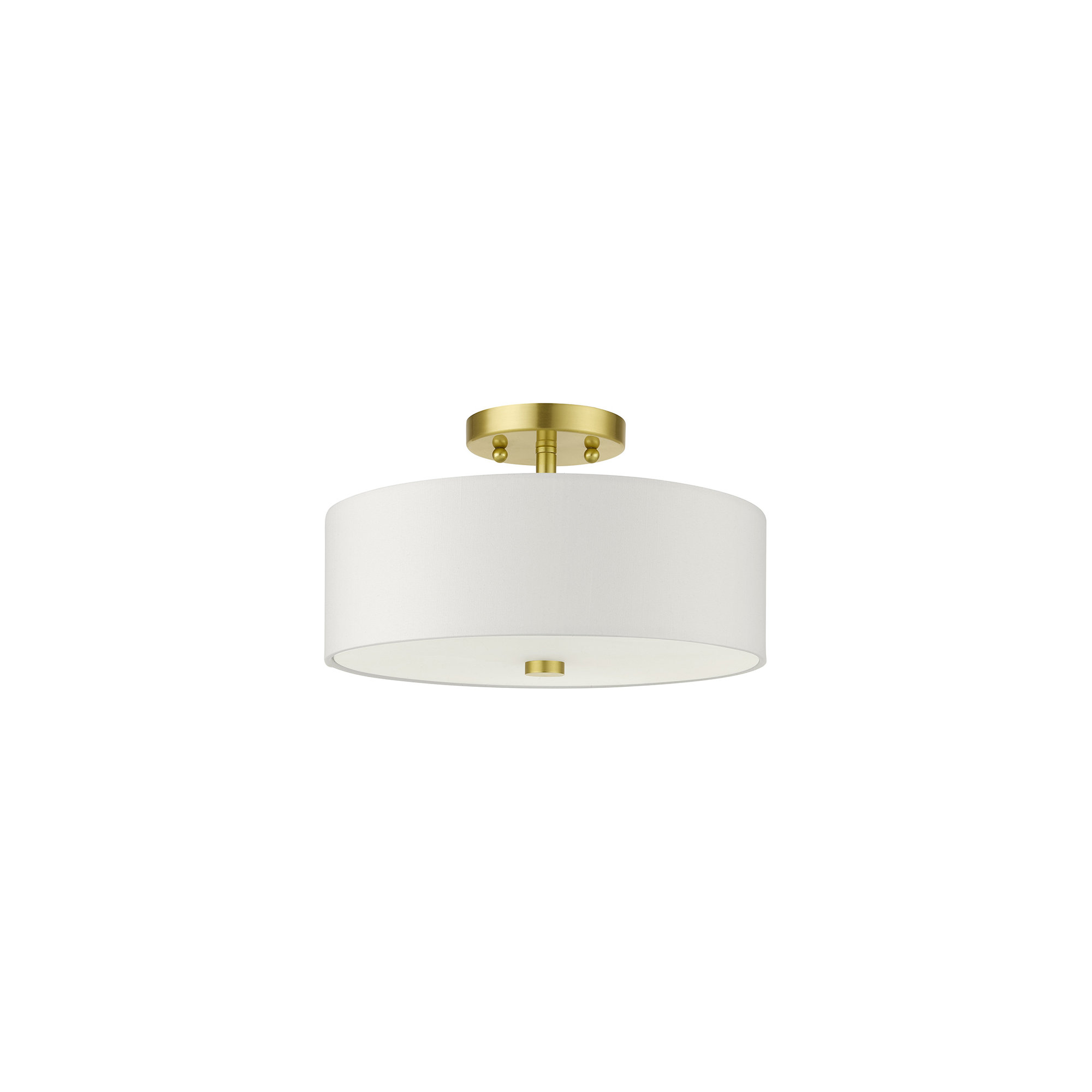 Flaire 2 Light Fabric Semi Flush Mount, 7.75" H x 13" W x 13" D, Satin Brass