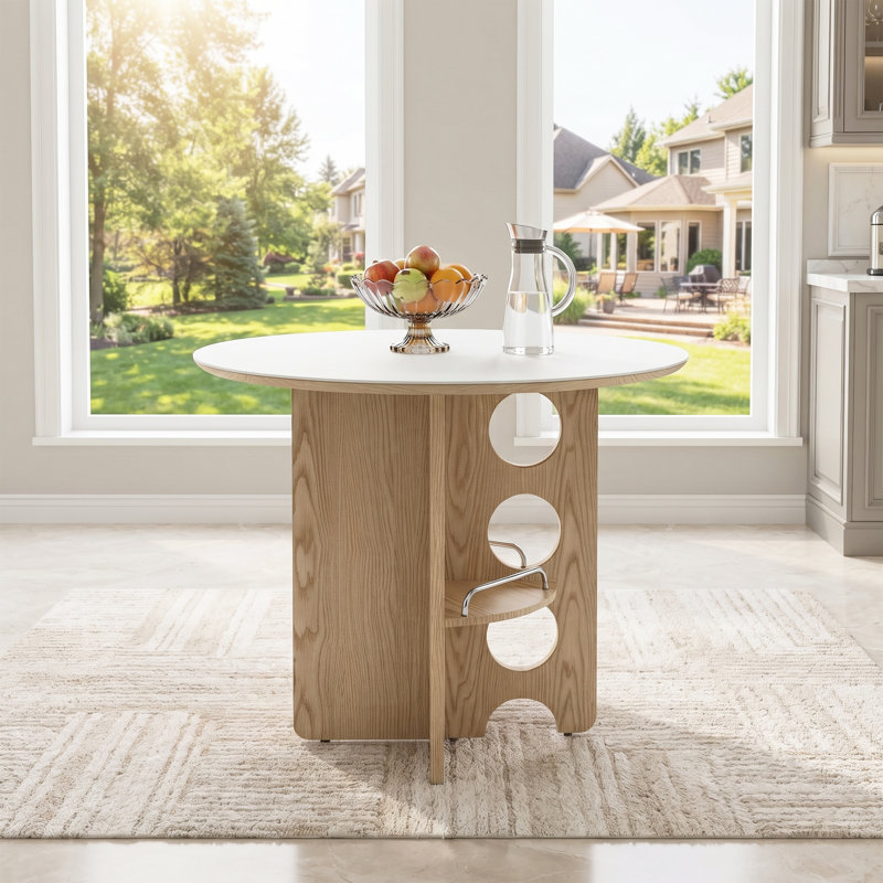 Table de salle à manger 35,4 po, Blanc / bois