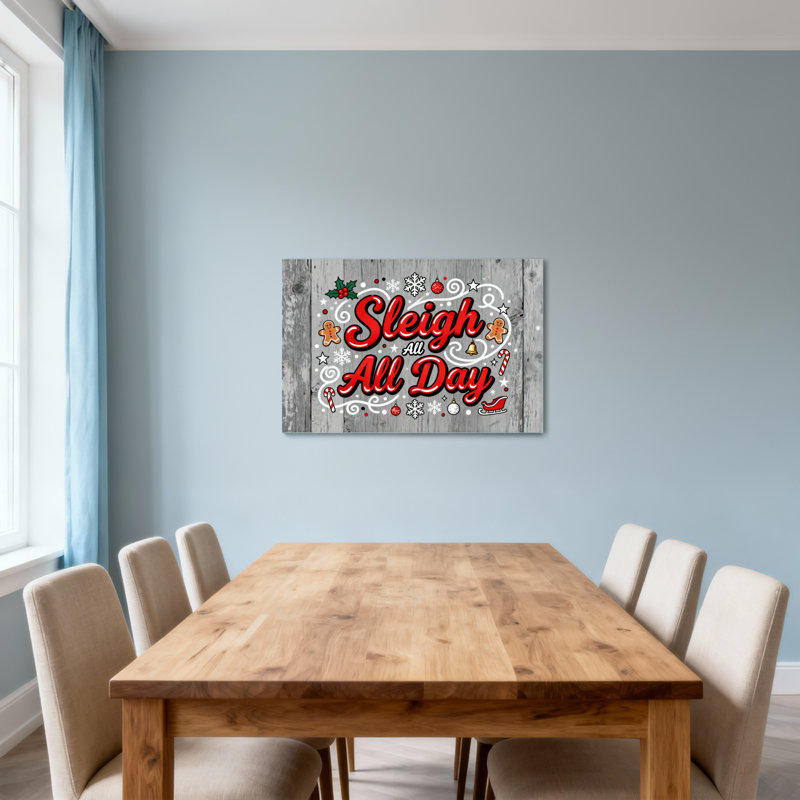 Imprimé décoratif de Noël traîneau toute la journée, H 20 po x l 30 po