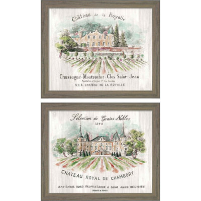 «Chateau Royalle & Chambort» par Danhui Nai, art encadré (ensemble de 2)