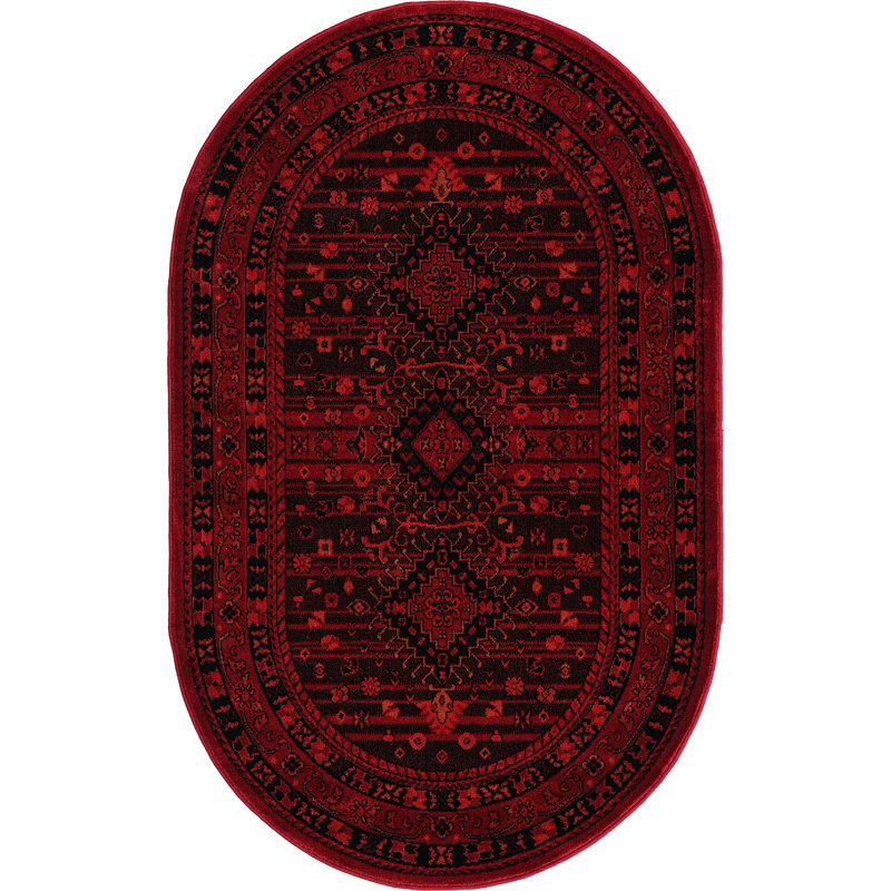 Tapis oriental en mélange rouge, Ovale 5 pi 3 po x 7 pi 10 po