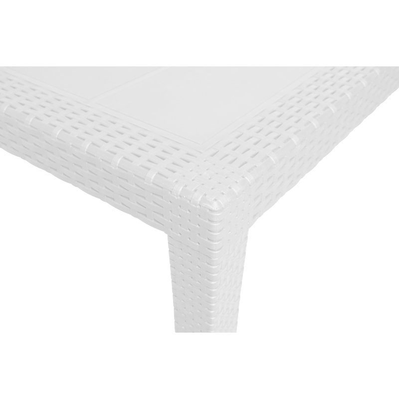 Portici Rectangular Dining Table, Rattan Effect Multipurpose Garden Table, 150X90H72 Cm, White