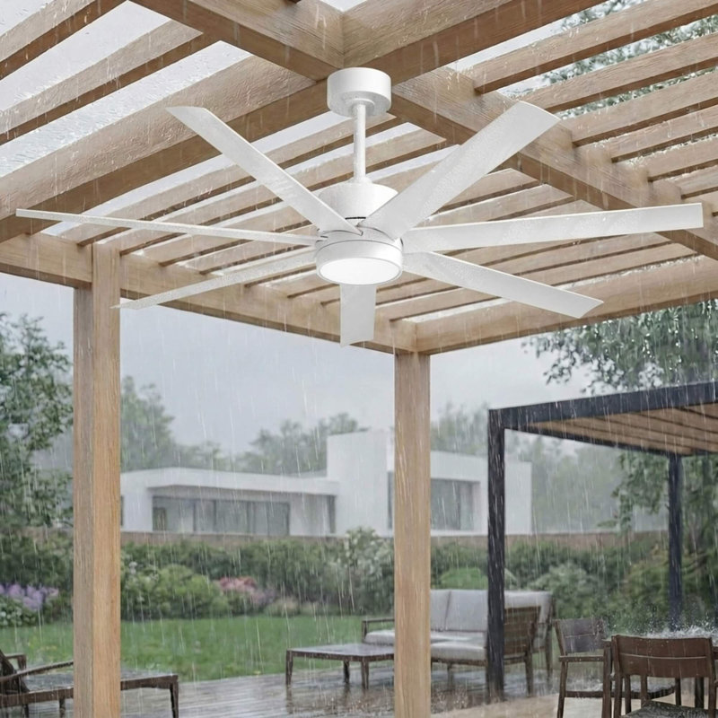 56"  Outdoor Ceiling Fans With Lights And Remote, Wet Rated Waterproof Ceiling Fan, 6-speed Dc Motor,  Modern Industrial Ceiling Fan Gazebo Fan For Porch Patios Pavilion(black&white)