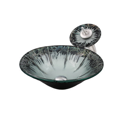 Novatto 17.25'' Glass Circular Bathroom Sink with Faucet