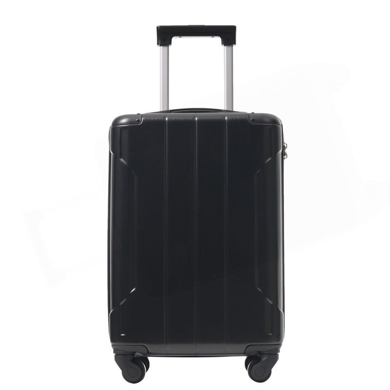 Valise rigide, valise légère en ABS durable avec roulettes doubles, verrou TSA, bagage de transport de 20 pouces, Noir