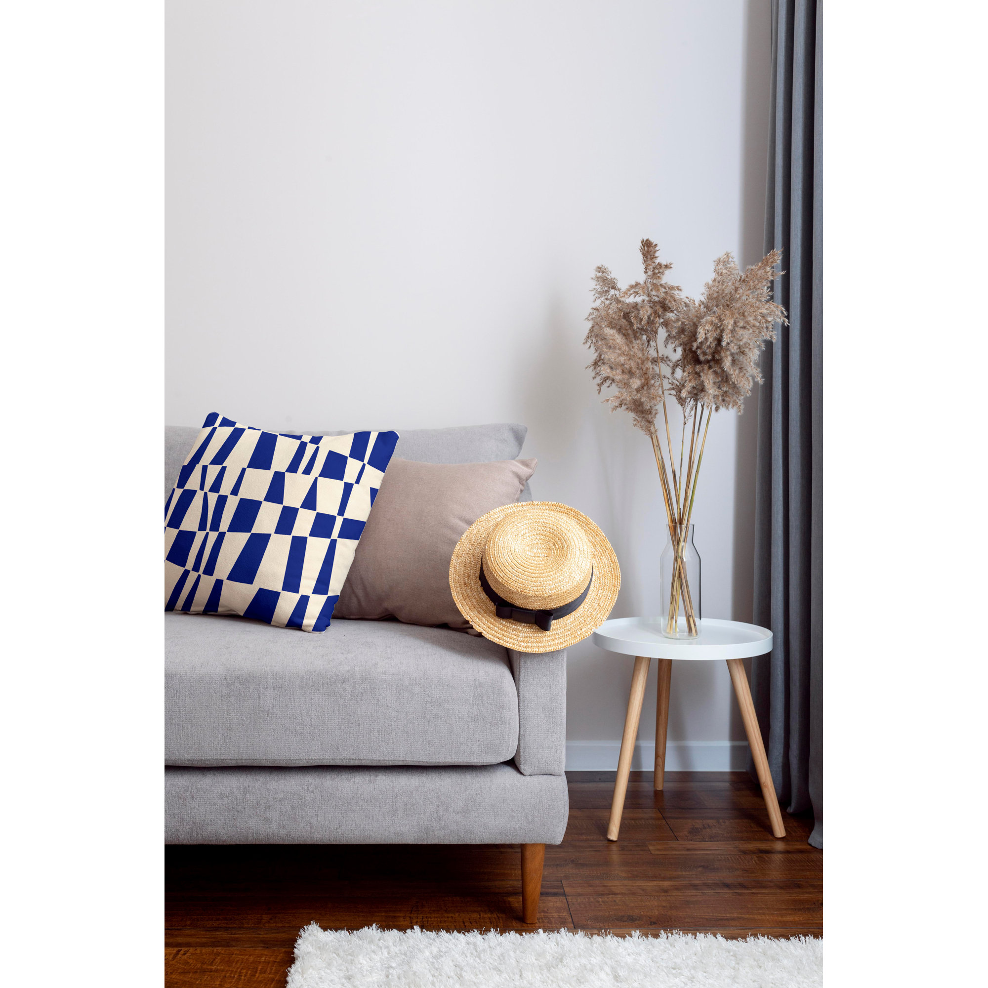 Polyester Throw Square Indoor/Outdoor Pillow Cover & Insert, Navy Blue, 19W" x 19H"