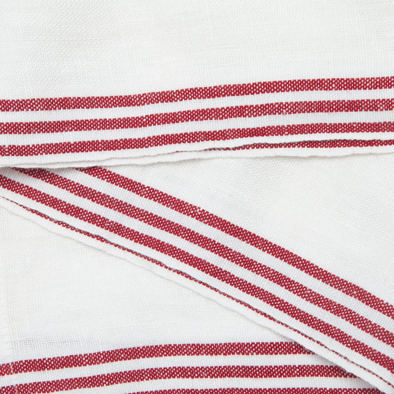 Alsace Square Napkin, White/Red