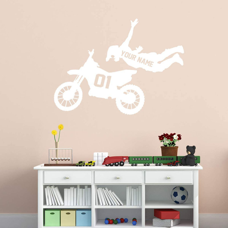Adhésif décoratif «Dirt Bike Rider», Blanc, H 23 po x l 29 po, Oui