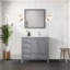 Meuble-lavabo blanc 36 po X P 22 po D, dessus en marbre de culture décalé à droite et ensemble de robinet-117978817