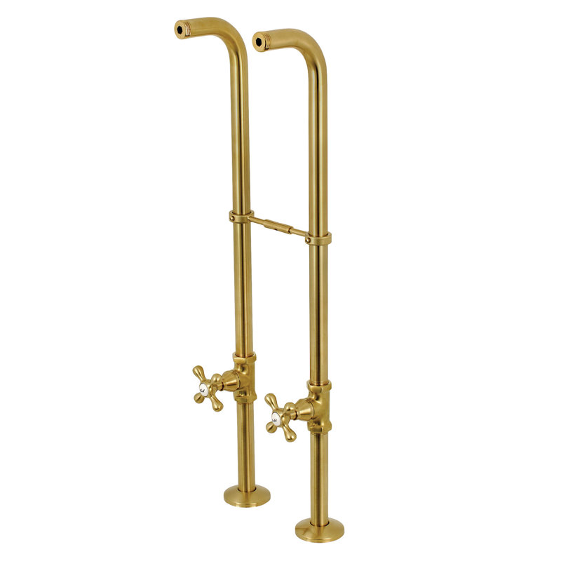 Kingston Brass Kingston Freestanding Supply Line with Stop Valve and Handle, Satin Brass