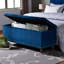 Banc de rangement avec repose-pieds capitonné en tissu bleu marine Mosa, H 18,48 po x l 41,49 po x P 16,59 po