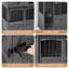 Meuble télé avec cage double pour chien de 183 cm (72 pouces) et rangement, style ferme, pour chien.-2133481955