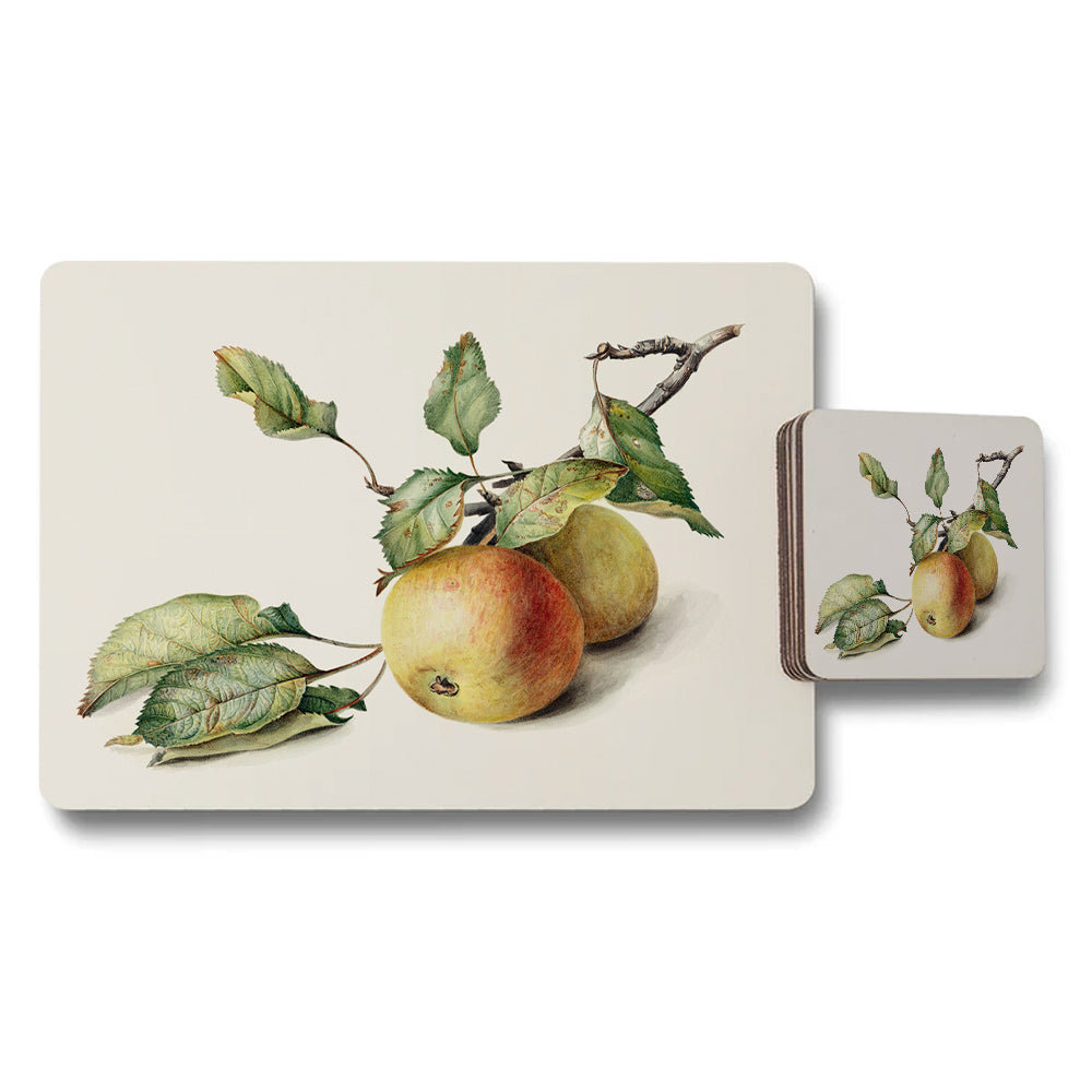 Apple Illustration Placemat And Coaster Set For Dining