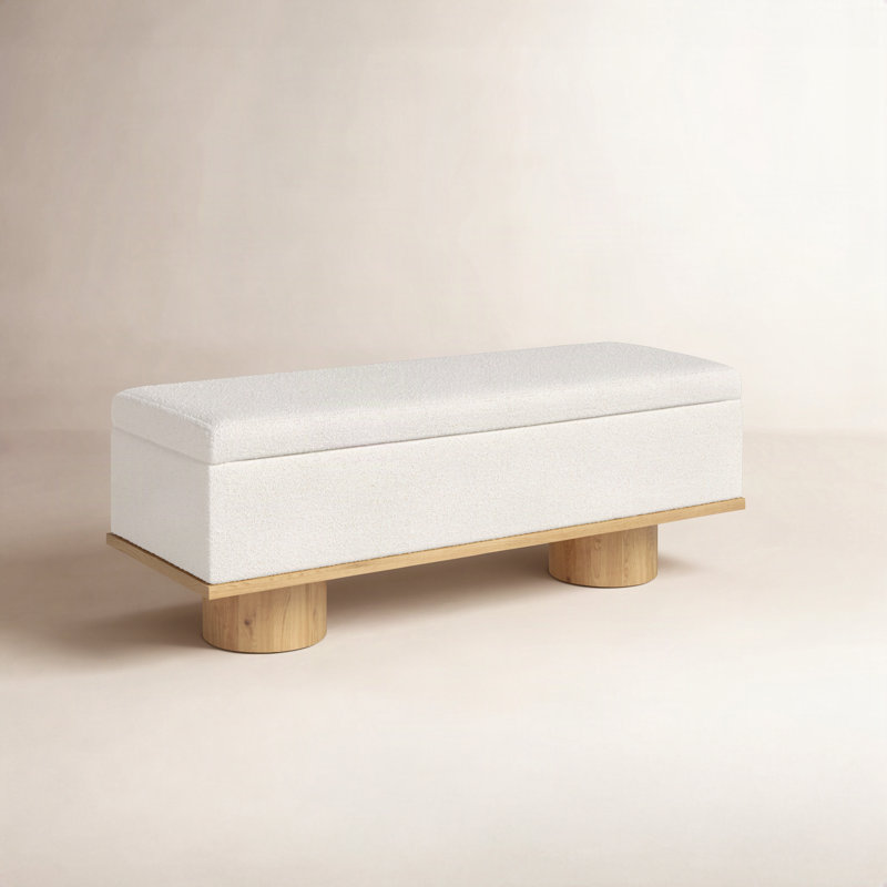 Navi Upholstered Storage Bench, Knoll Natural
