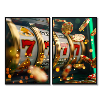 Machine à sous Jackpot Winner II - Grand casino et jeux, art mural 2 pièces