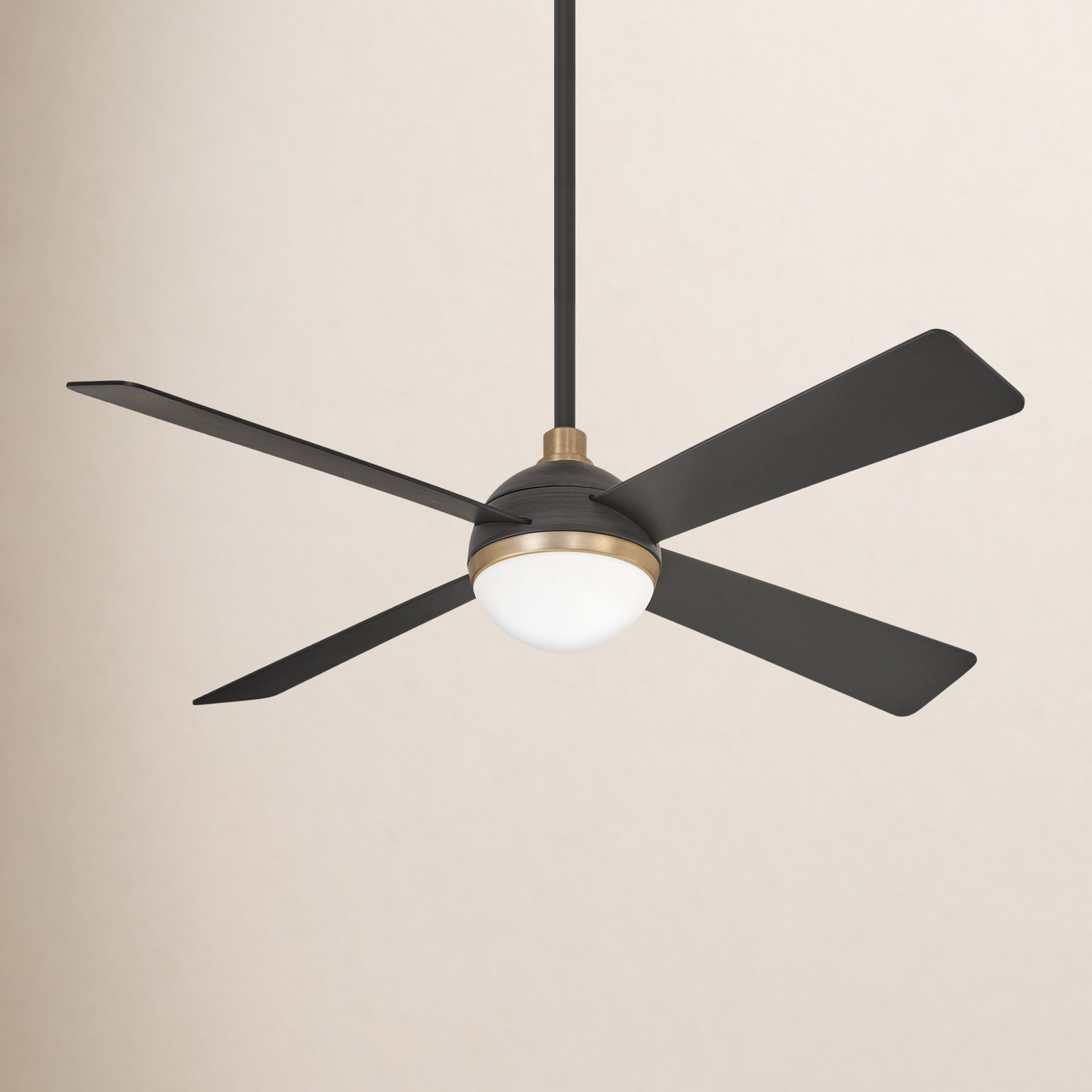 54" Ceiling Fan with LED Light Kit, Soft Brass with Brushed Carbon Blades