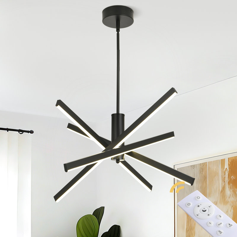 Luminaire suspendu à DEL 4 lumières avec télécommande Celene, Noir mat