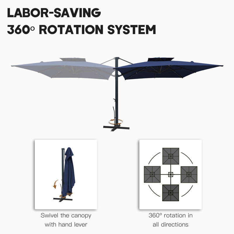Allisun 157.48'' x 118.11'' Rectangular Tilt Cantilever Umbrella, Navy