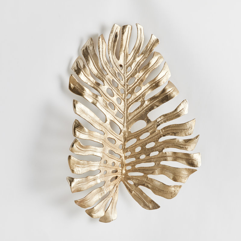 Plants & Flowers Wall Decor on Cast Aluminum, 23.5" H x 19" W x 4" D, Gold