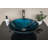Eden Bath Turquoise Tempered Glass Oval Vessel Bathroom Sink
