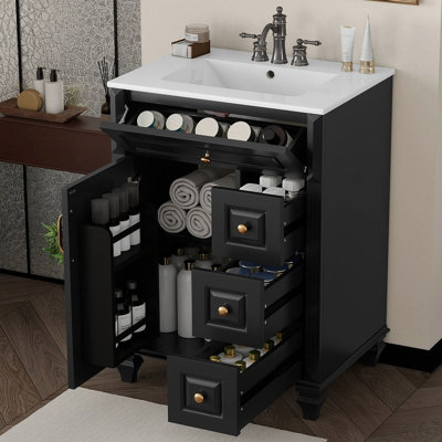 24'' Freestanding Bathroom Vanity with Ceramic Sink