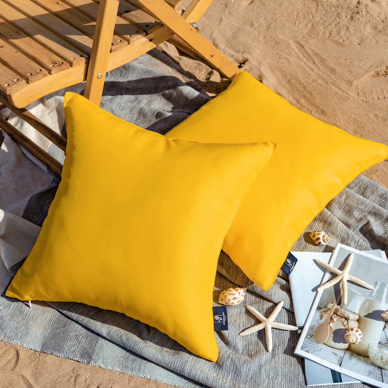 Housse de coussin d'extérieur Phantoscope, Carré 18 po, Jaune, Housse de coussin seulement - sans coussin