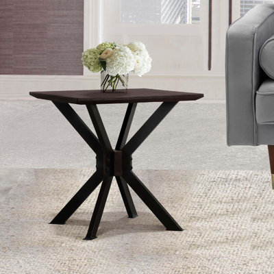 Table de bout moderne en acacia avec structure en bois robuste et en métal