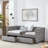 Upholstered Daybed With Two Drawers, With Button And Copper Nail On Square Arms