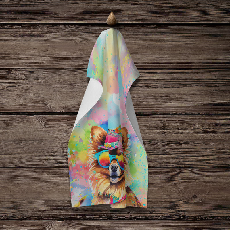 Pomeranian Hippie Dawg Kitchen Towel